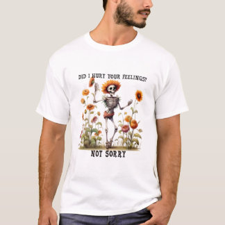 Skeleton Sunflower Geen spijt van citaat T-shirt