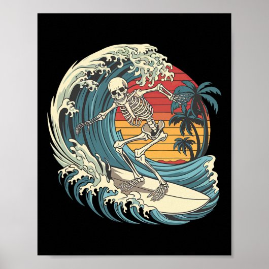 Skeleton surfen _1 poster (Voorkant)