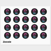 Skeleton surfen _3 ronde sticker (Vel)