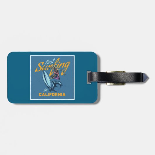  Skeleton Surfen Californië Beach Bagagelabel (Achterkant horizontaal)