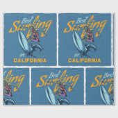  Skeleton Surfen Californië Beach Cadeaupapier (Vlak)