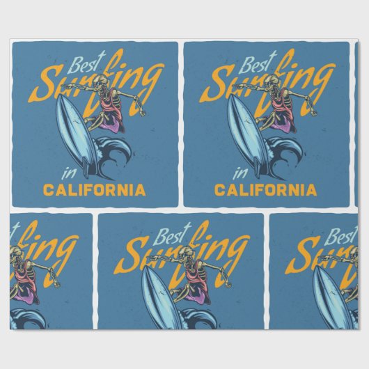  Skeleton Surfen Californië Beach Cadeaupapier (Vlak)