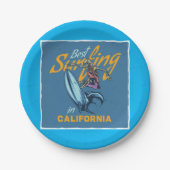 Skeleton Surfen Californië Beach Papieren Bordje (Voorkant)