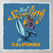 Skeleton Surfen Californië Beach Poster (Voorkant)