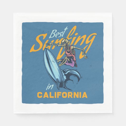  Skeleton Surfen Californië Beach Servet (Voorkant)