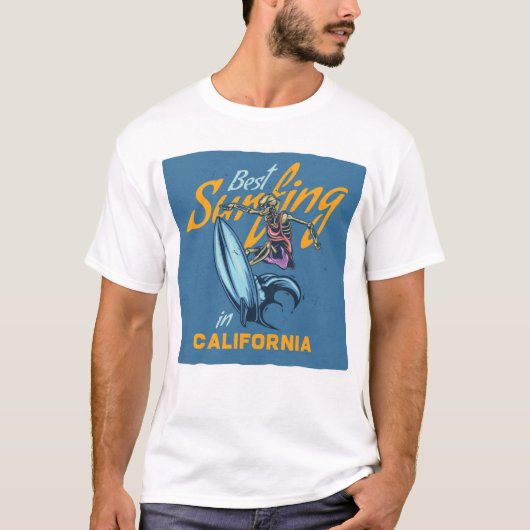  Skeleton Surfen Californië Beach T-shirt (Voorkant)