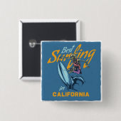  Skeleton Surfen Californië Beach Vierkante Button 5,1 Cm (Voorkant /achterkant)