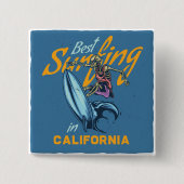  Skeleton Surfen Californië Beach Vierkante Button 5,1 Cm (Voorkant)
