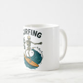 Skeleton Surfen Retro Beach Wave Design Koffiemok (Voorkant rechts)