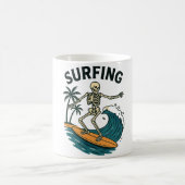 Skeleton Surfen Retro Beach Wave Design Koffiemok (Center)