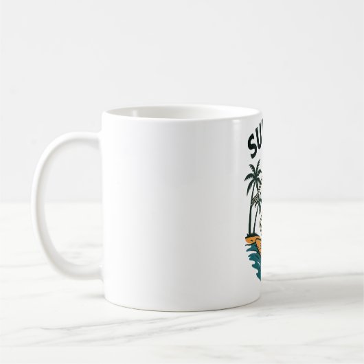 Skeleton Surfen Retro Beach Wave Design Koffiemok (Links)
