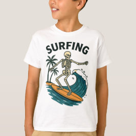 Skeleton Surfen Retro Beach Wave Design T-shirt