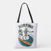 Skeleton Surfen Retro Beach Wave Design Tote Bag (Achterkant)