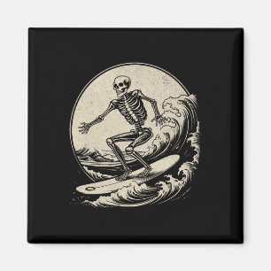 Skeleton Surfer Big Wave Surfen Funny Hal Magneet