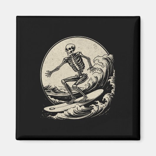 Skeleton Surfer Big Wave Surfen Funny Hal Magneet (Voorkant)