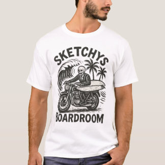 Skeleton Surfer op Motorfiets – Grunge Surf Art T- T-shirt