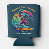 Skeleton Surfer Riding A Wave Blikjeskoeler (Achterkant)
