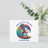 Skeleton Surfer Riding A Wave Briefkaart (Staand voorkant)