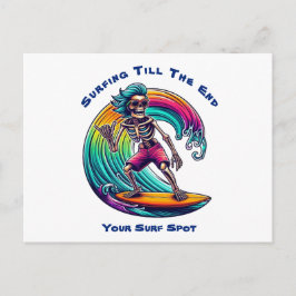 Skeleton Surfer Riding A Wave Briefkaart