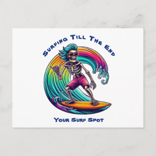 Skeleton Surfer Riding A Wave Briefkaart