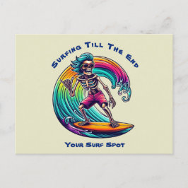 Skeleton Surfer Riding A Wave Briefkaart