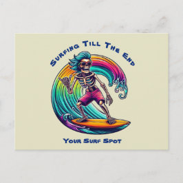 Skeleton Surfer Riding A Wave Briefkaart