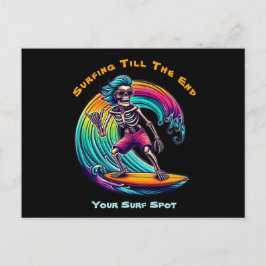 Skeleton Surfer Riding A Wave Briefkaart
