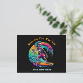 Skeleton Surfer Riding A Wave Briefkaart (Staand voorkant)