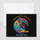 Skeleton Surfer Riding A Wave Briefkaart (Voorkant / Achterkant)