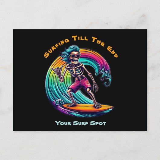 Skeleton Surfer Riding A Wave Briefkaart (Voorkant)