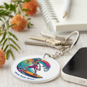 Skeleton Surfer Riding A Wave Sleutelhanger (Voorkant Rechts)