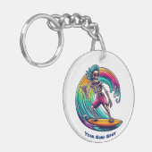 Skeleton Surfer Riding A Wave Sleutelhanger (Voorkant Links)