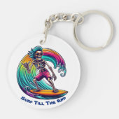 Skeleton Surfer Riding A Wave Sleutelhanger (Achterkant)