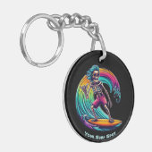 Skeleton Surfer Riding A Wave Sleutelhanger (Voorkant Links)