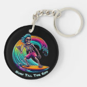 Skeleton Surfer Riding A Wave Sleutelhanger (Achterkant)