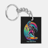 Skeleton Surfer Riding A Wave Sleutelhanger (Voorkant Links)