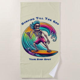 Skeleton Surfer Riding A Wave Strandlaken