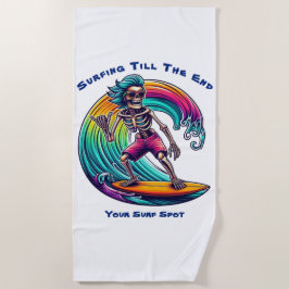 Skeleton Surfer Riding A Wave Strandlaken