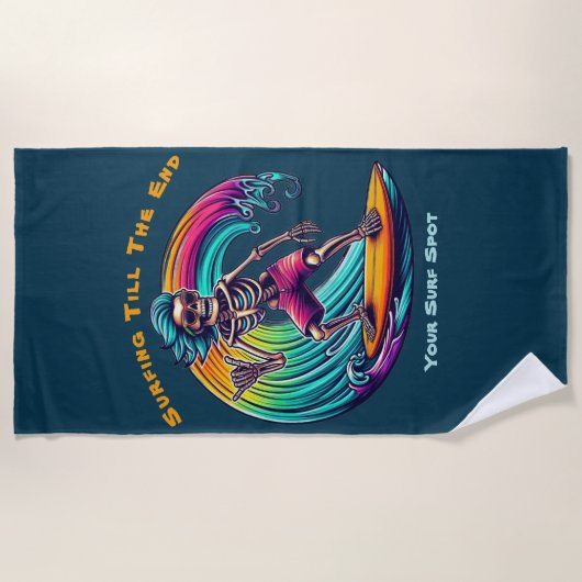 Skeleton Surfer Riding A Wave Strandlaken (Voorkant)