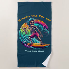 Skeleton Surfer Riding A Wave Strandlaken