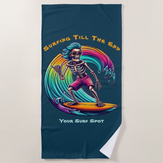 Skeleton Surfer Riding A Wave Strandlaken (Voorkant)