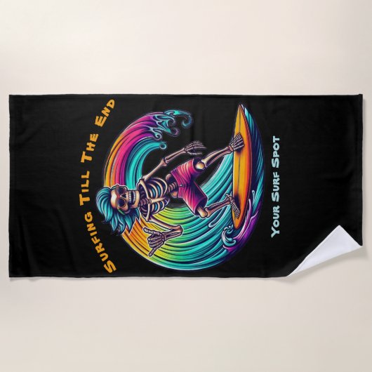 Skeleton Surfer Riding A Wave Strandlaken (Voorkant)