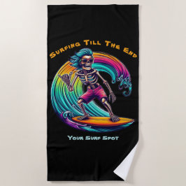 Skeleton Surfer Riding A Wave Strandlaken