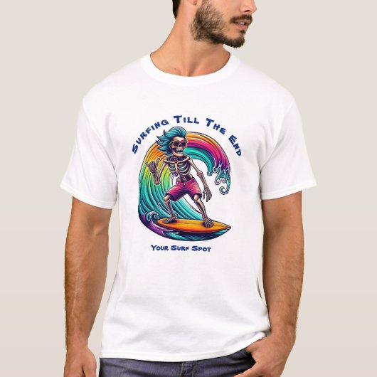 Skeleton Surfer Riding A Wave T-shirt (Voorkant)