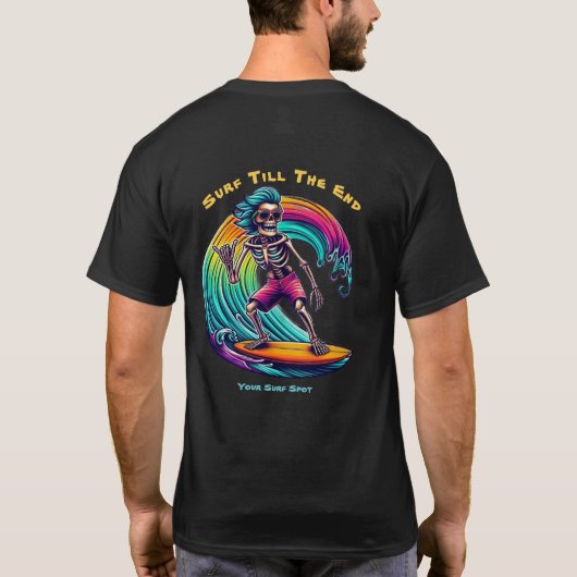 Skeleton Surfer Riding A Wave T-shirt (Achterkant)