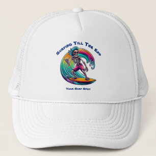 Skeleton Surfer Riding A Wave Trucker Pet