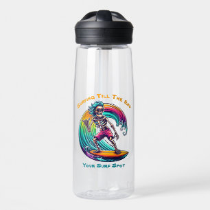 Skeleton Surfer Riding A Wave Waterfles