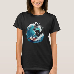 Skeleton Surfer Spooky Halloween Surfen Water Spo T-shirt