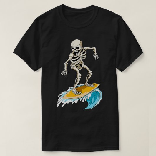 Skeleton Surfer Surfboard Beach Zomergolven Surf T-shirt (Design voorkant)
