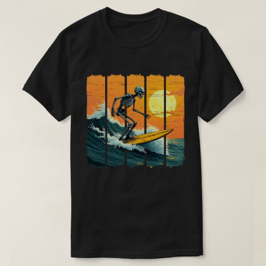 Skeleton Surfer  Surfen Grappig Halloween T-shirt (Design voorkant)